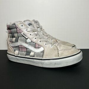 Girls VANS Sk8 Hi Plaid Houndstooth Zip Up Sneakers / Size 2
